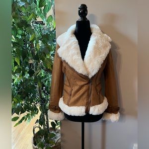 Cozy Vegan Faux Fur Cuffs and Collar short Coat